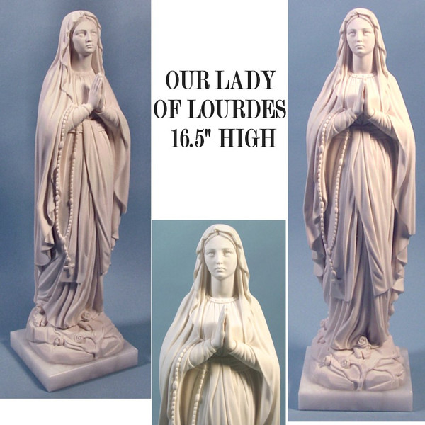 Our Lady Of Lourdes Statue alabaster High-End Religious Decor